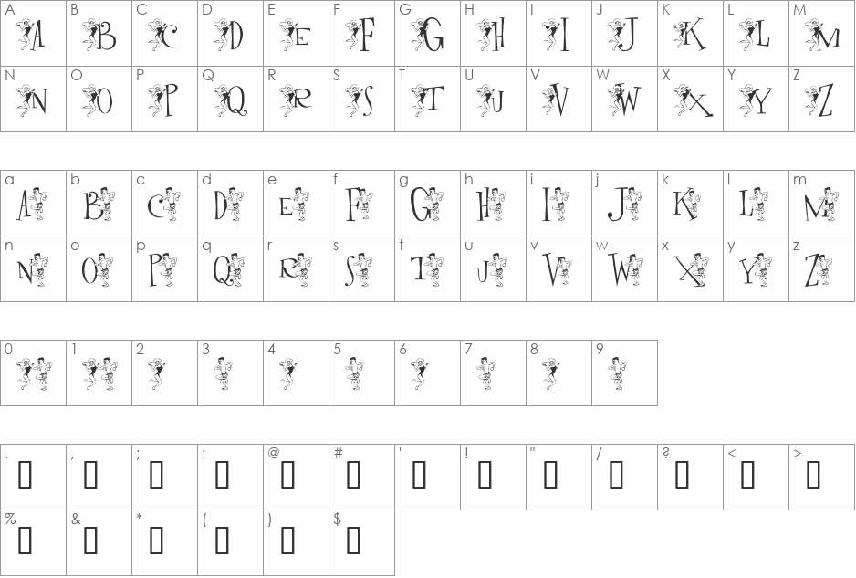ExtravaDance font character map preview