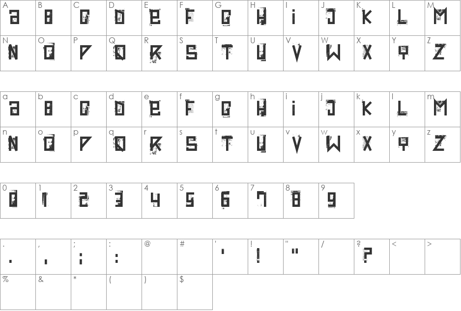 extravaganza- font character map preview