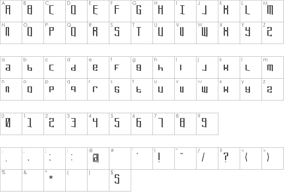 Extreme Refresh font character map preview