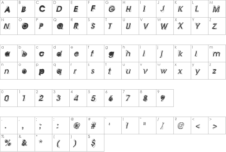 Eye on You font character map preview