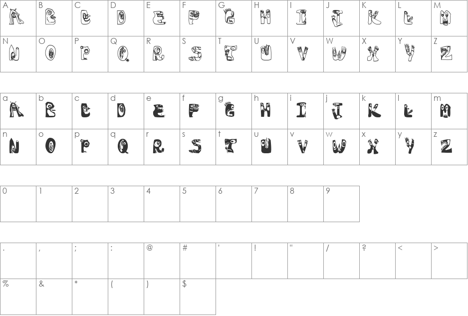 Eye Spy font character map preview