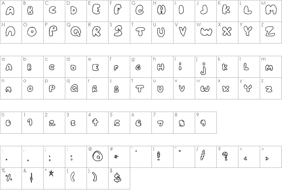 Eye Stryke Baq font character map preview