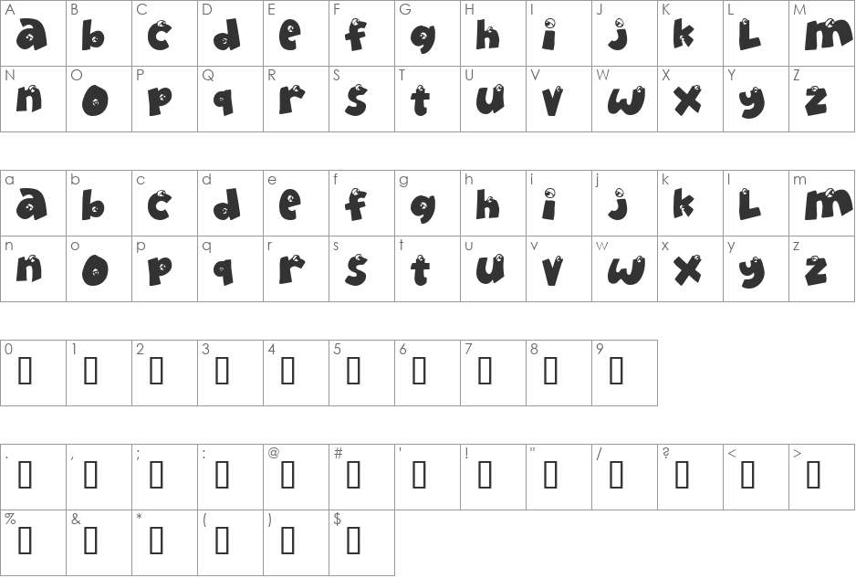 EyeOnlyHaveEyesForYou font character map preview