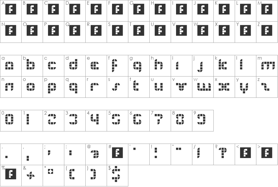 eyesore font character map preview