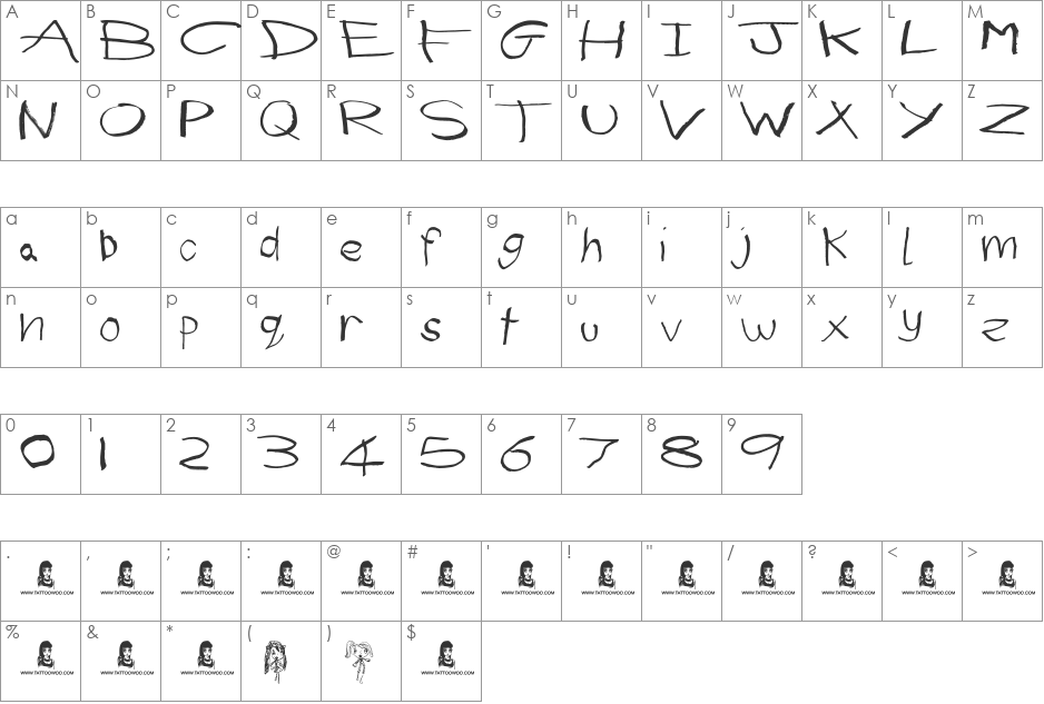 (First Grader) font character map preview