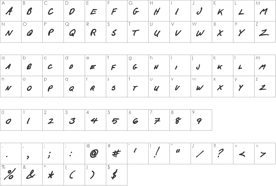 F*ck Beans font character map preview