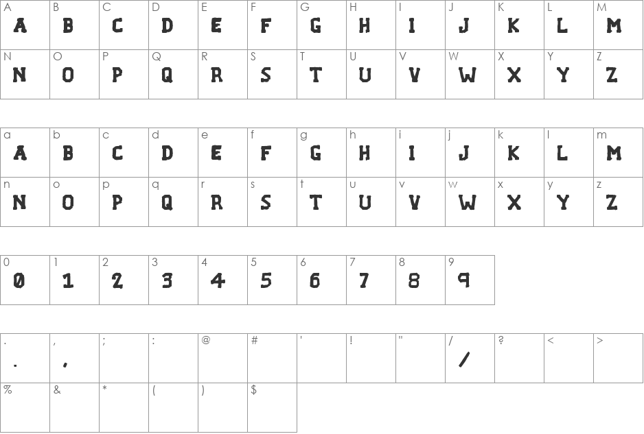 F... VERMONT font character map preview
