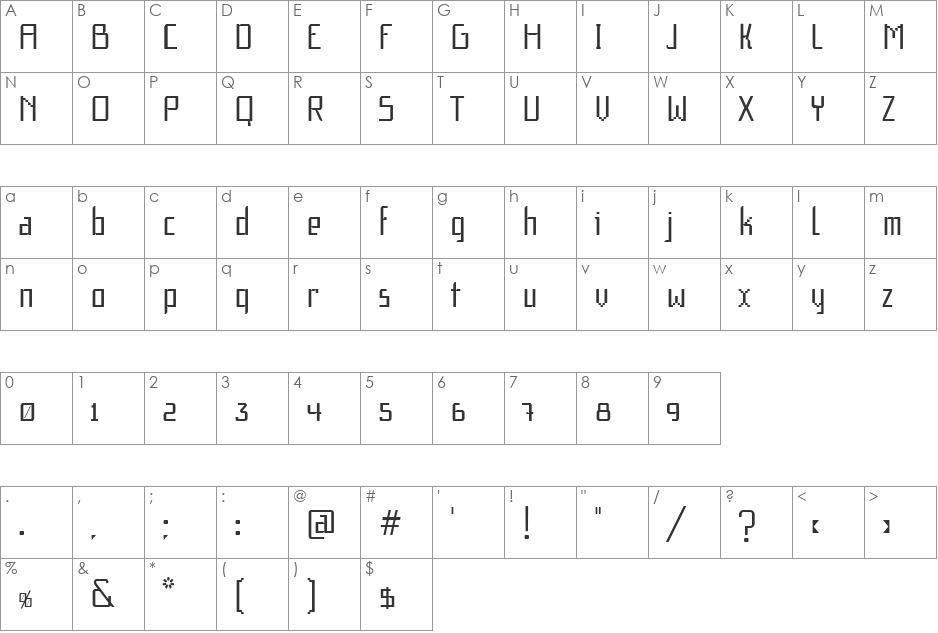 f1 Secuencia Quad ffp font character map preview