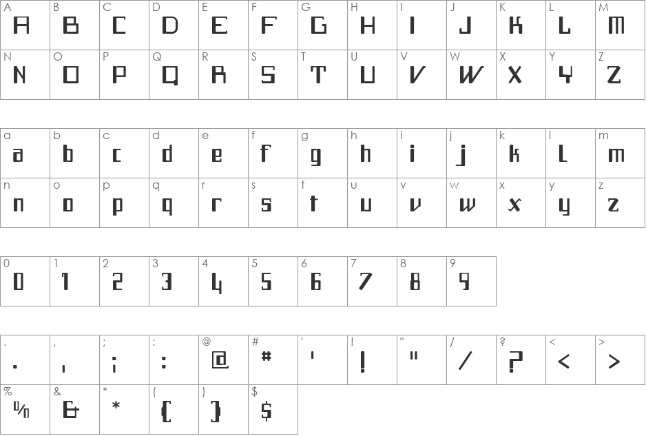 f2 Tecnocratica font character map preview