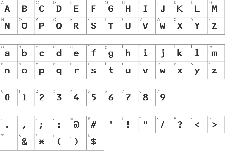 F25 Bank Printer font character map preview