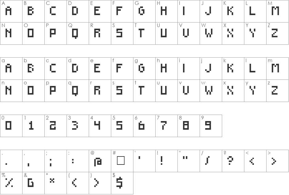 F910 font character map preview