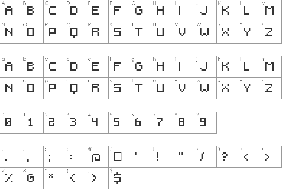 F920 font character map preview