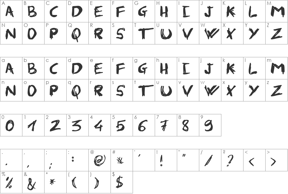 Fabian font character map preview