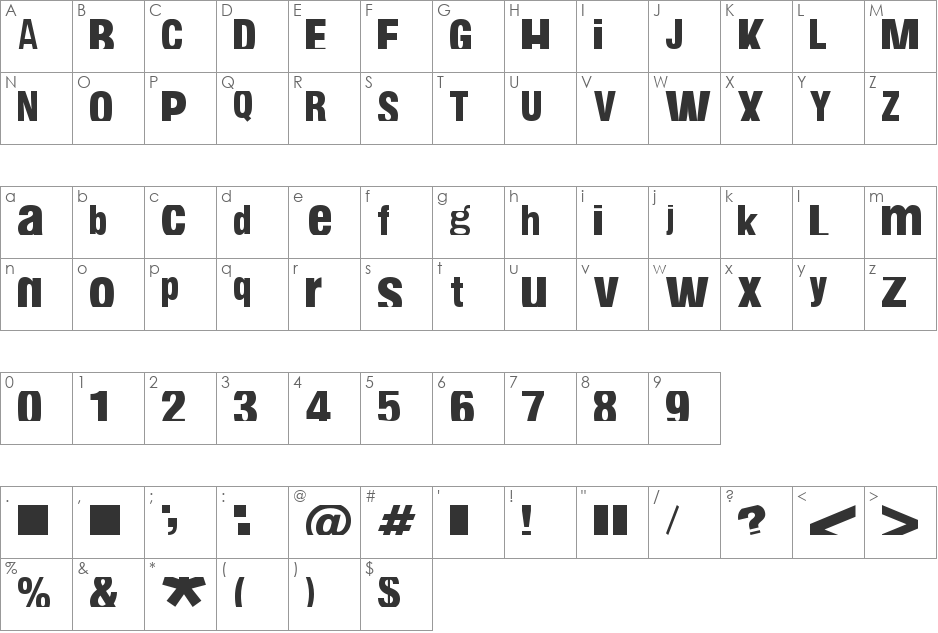 fabianestem font character map preview