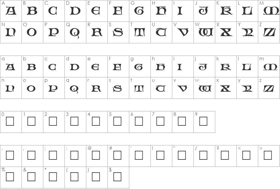 Fable font character map preview