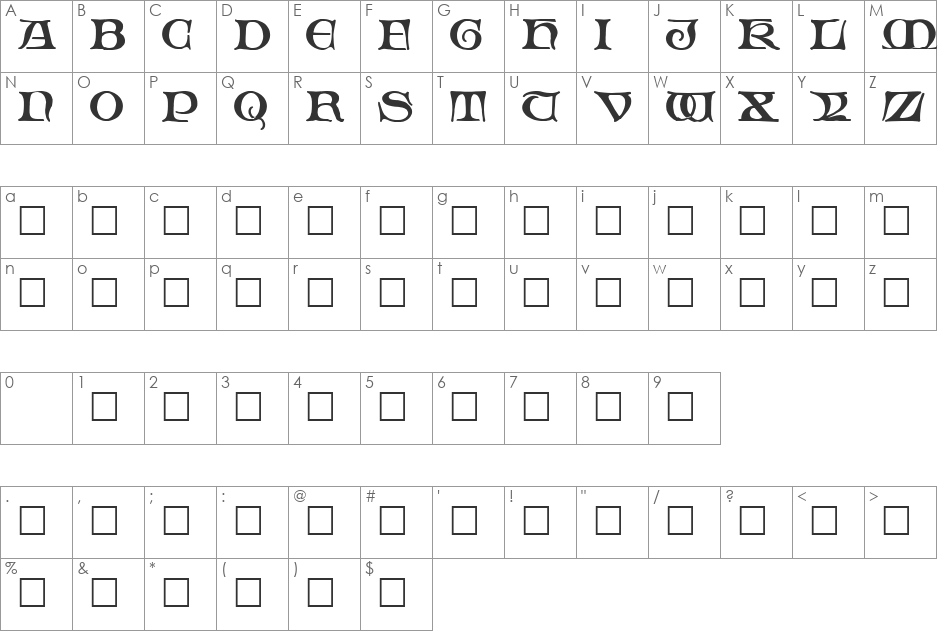 Fabliaux font character map preview