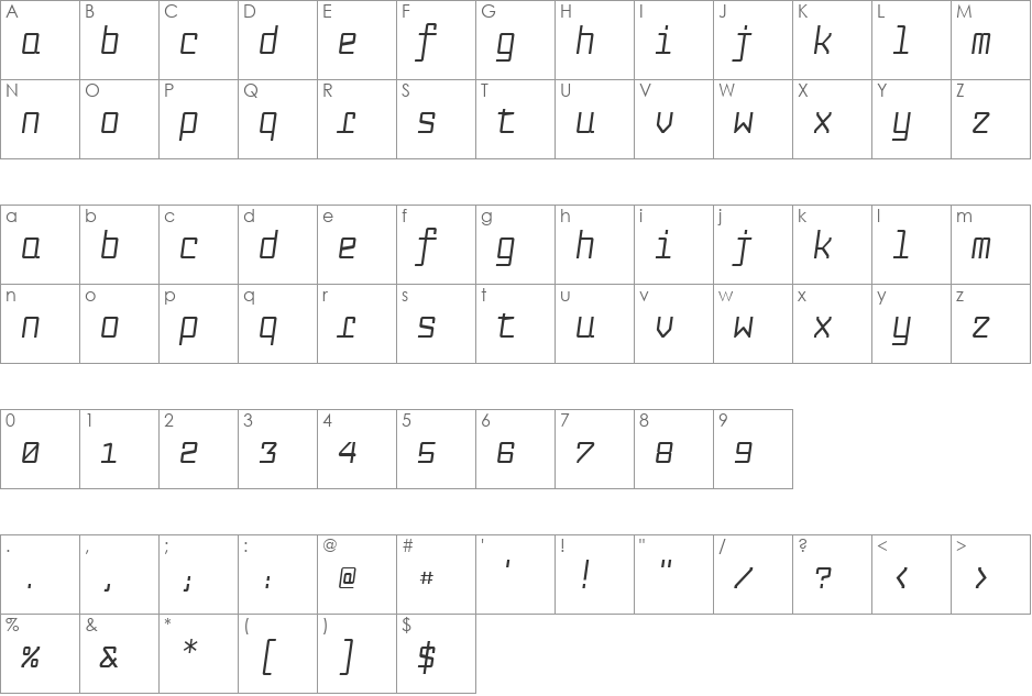 Fabryka 4F font character map preview