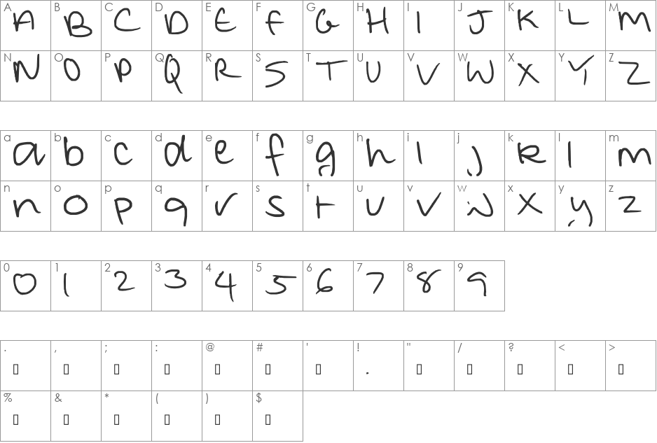 FABULOSITY font character map preview