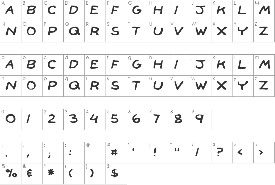 Face Front font character map preview