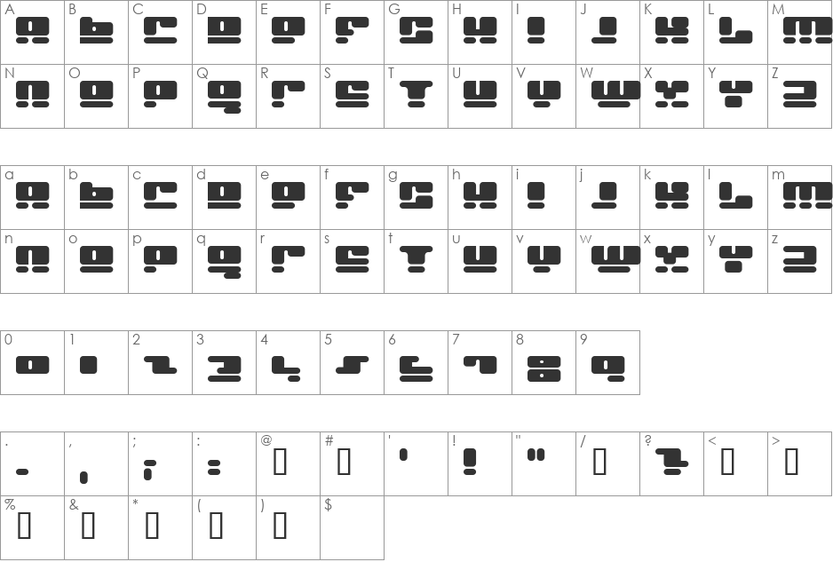 Face plant font character map preview