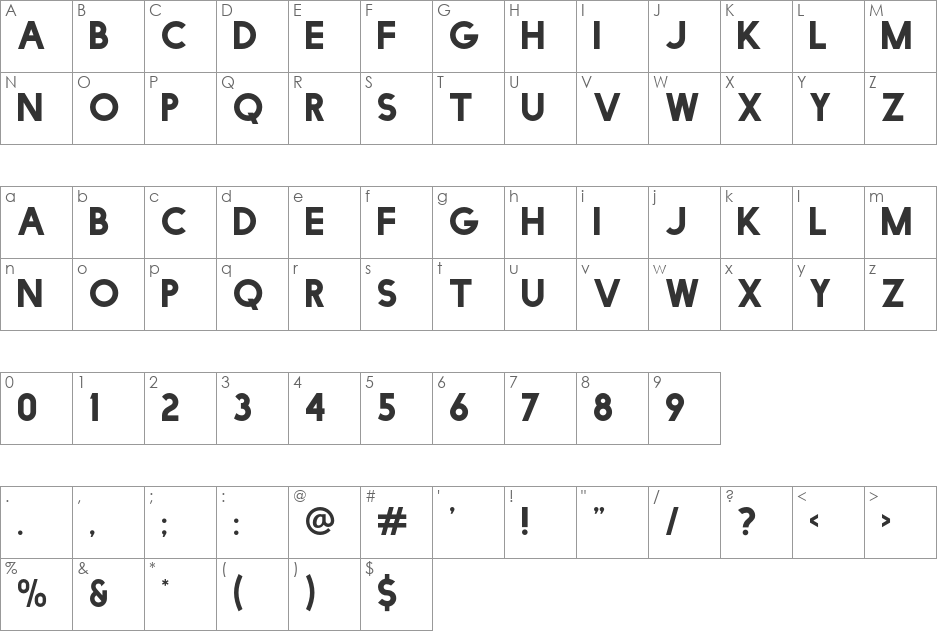 Facile Sans font character map preview