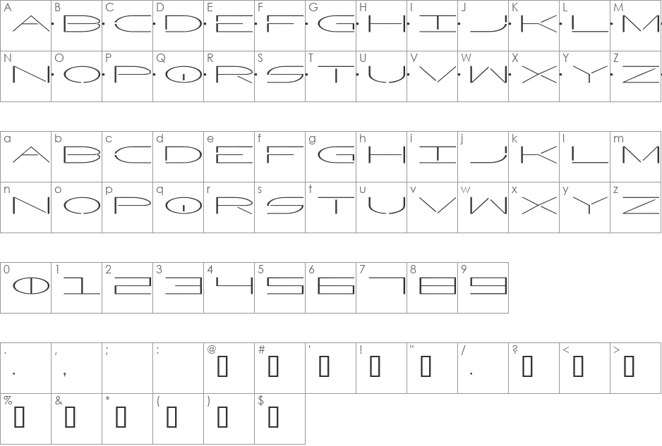 Factor font character map preview