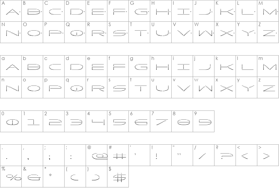 Factor Gradient font character map preview