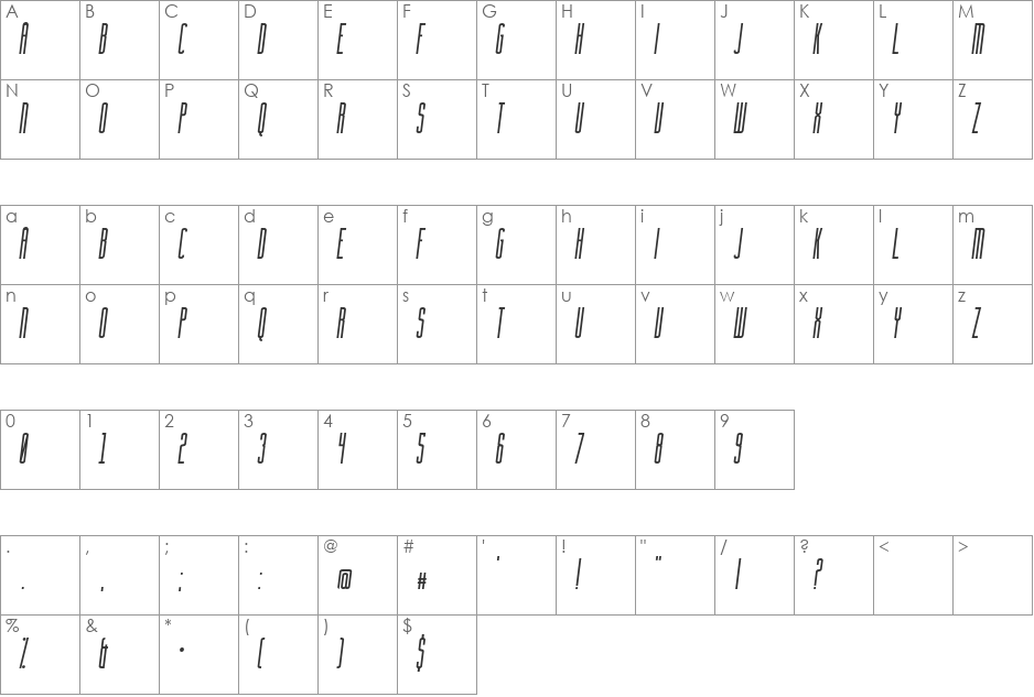 Facunda Alternate font character map preview