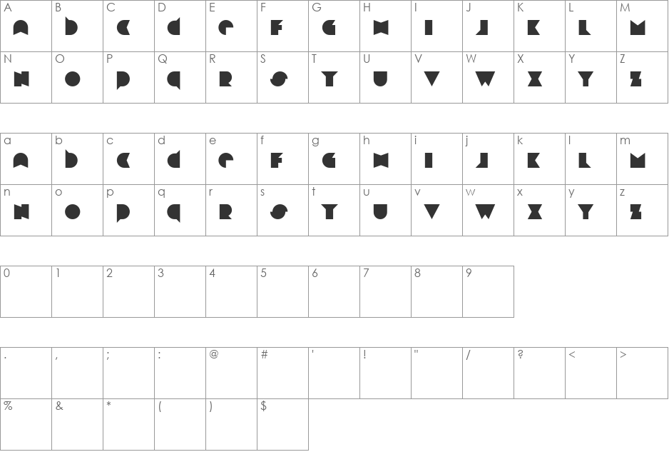 Fade font character map preview