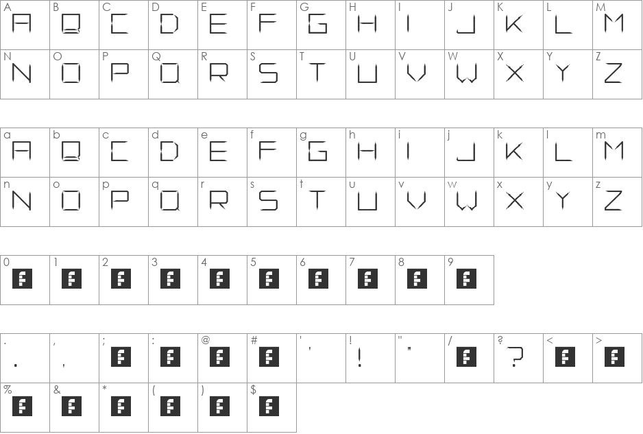 Fade Away font character map preview