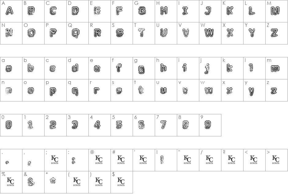 Faded Memory font character map preview