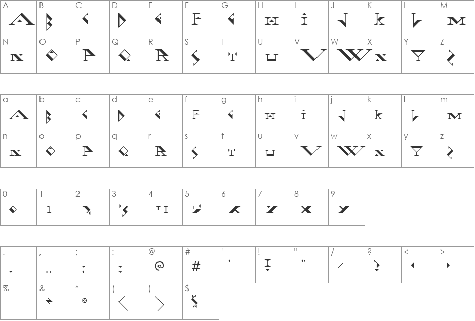 Fadgod font character map preview