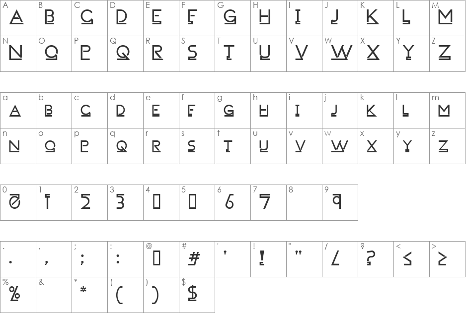 FailedFont 1 font character map preview