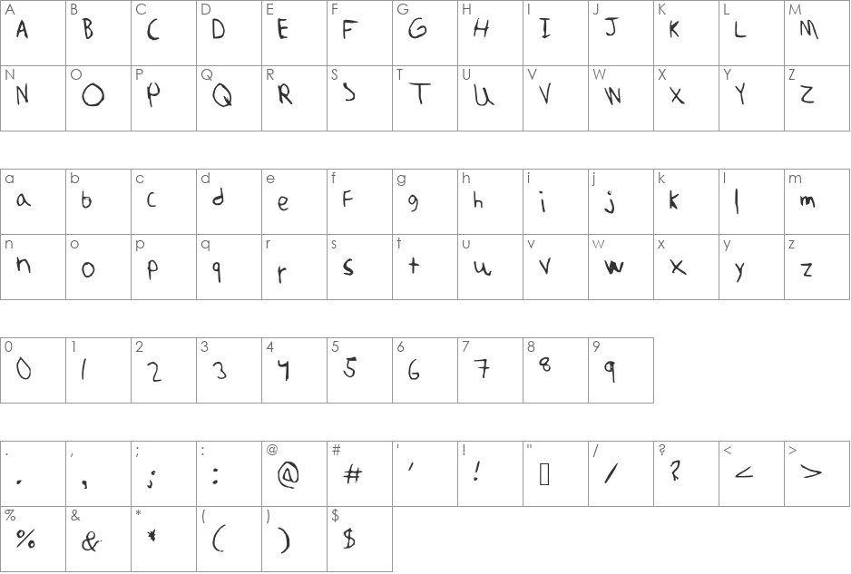 amuninokia font character map preview
