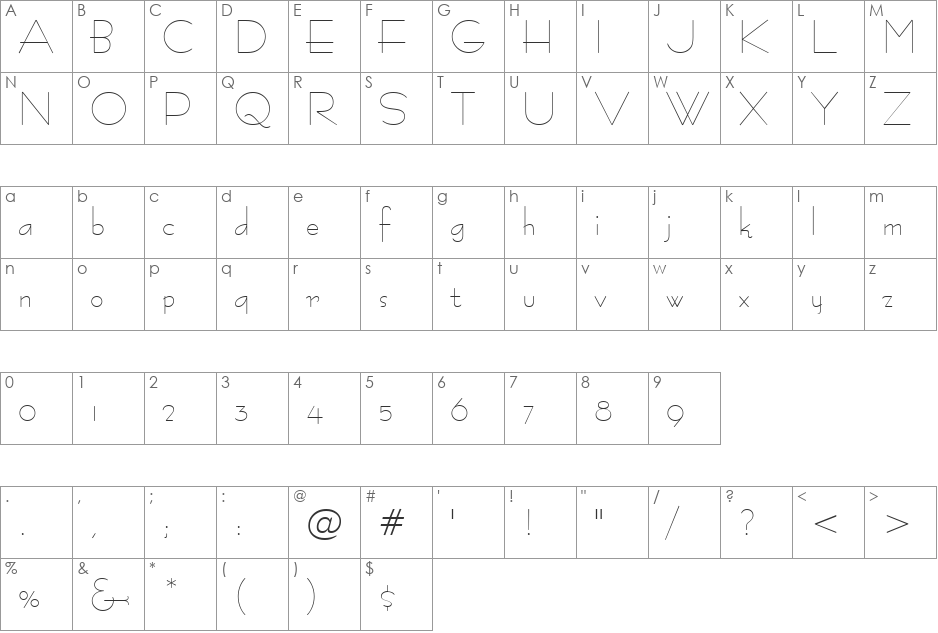 FAIRLADY font character map preview