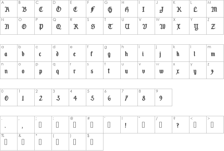 Fairland font character map preview