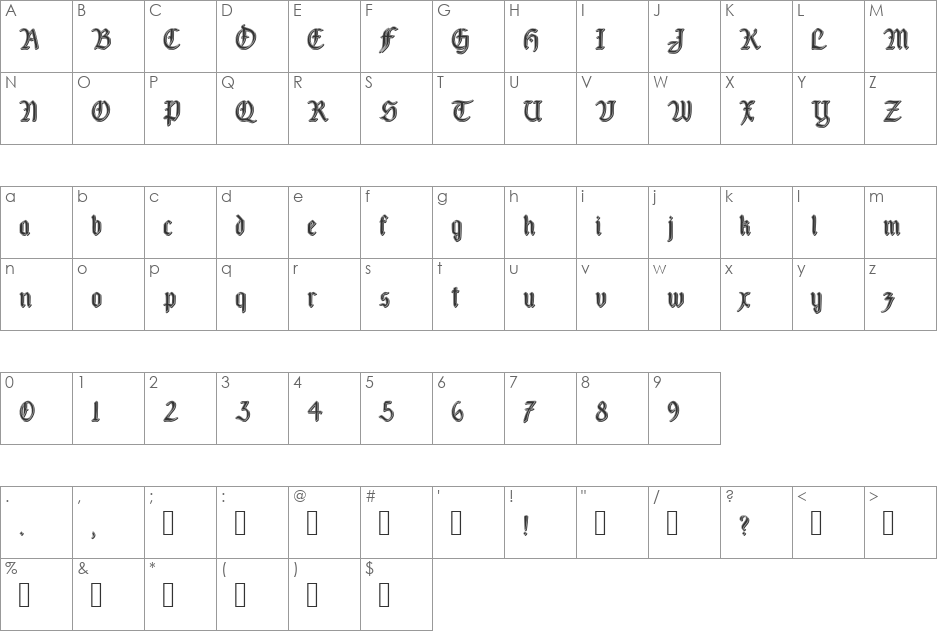 Fairland_groove font character map preview