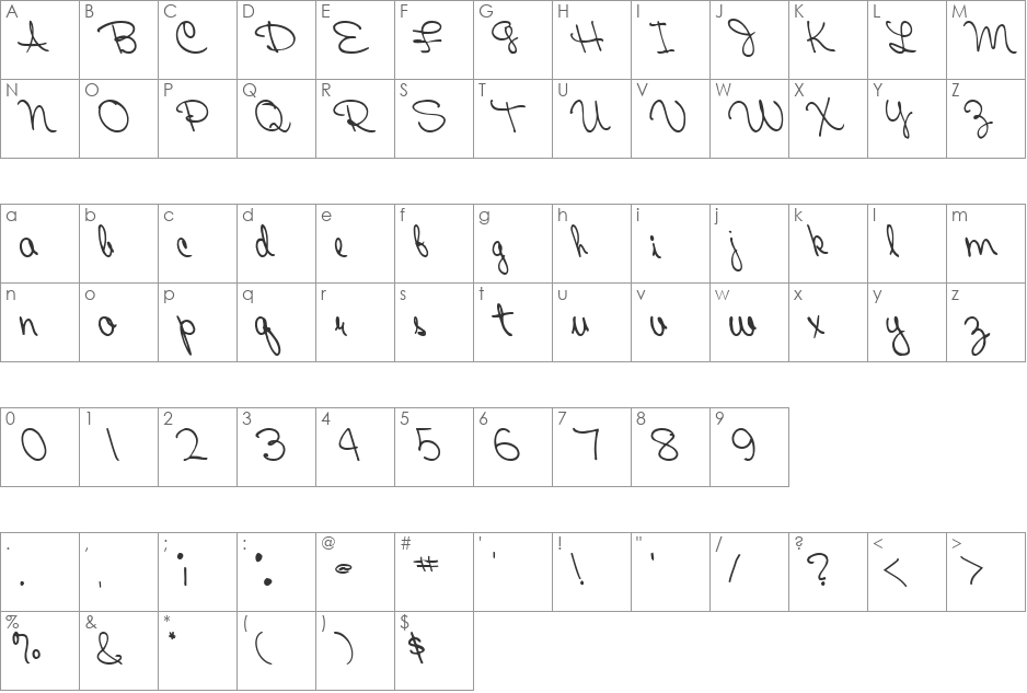 FairTrade53 font character map preview