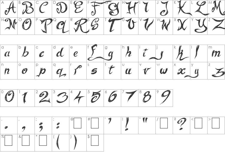 Fairy Strange font character map preview