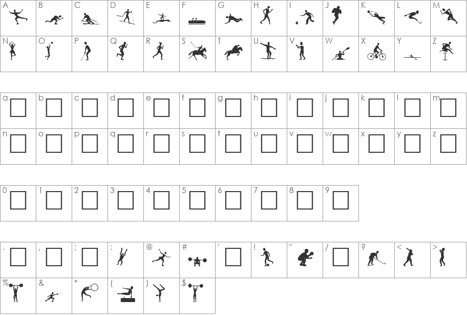 AMURfont font character map preview