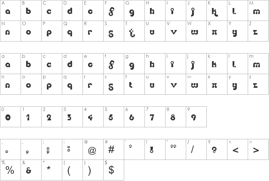 Fairytale font character map preview