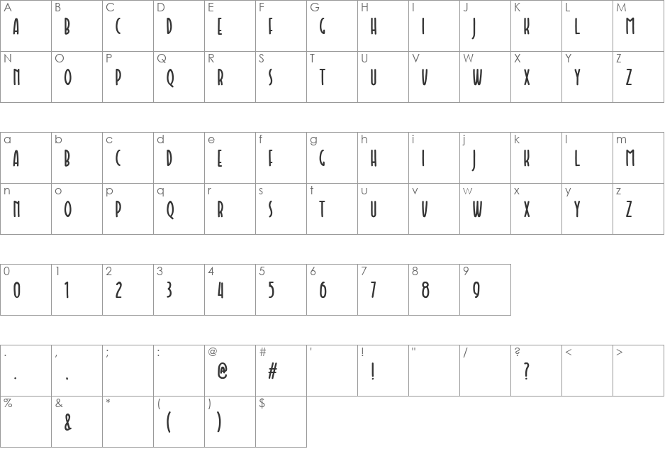 Faishal font character map preview