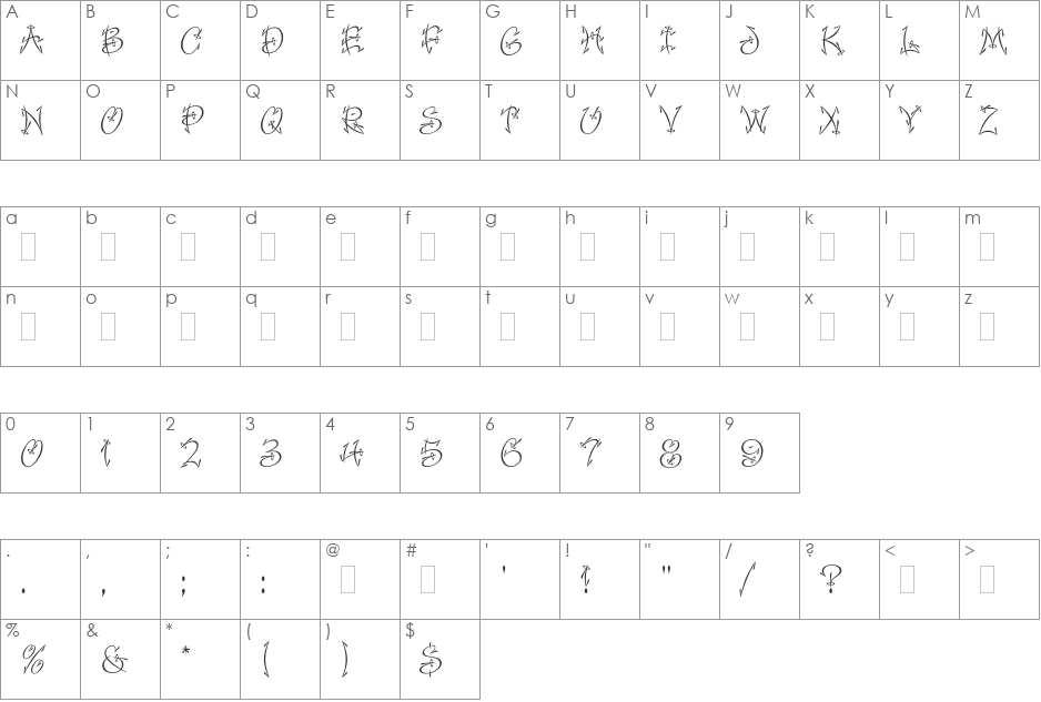 Faithful Fly font character map preview