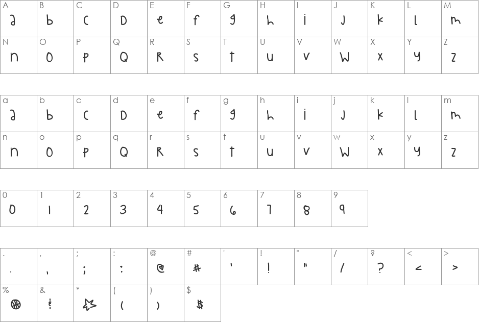 FaithWillBeHere font character map preview