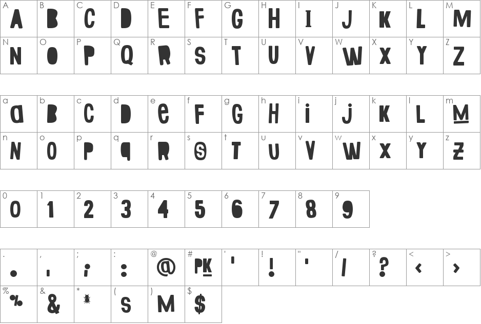 Fake Smiths font character map preview