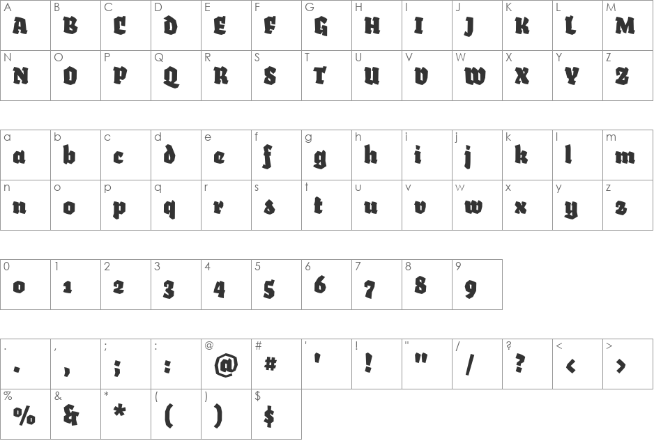 Fakir font character map preview