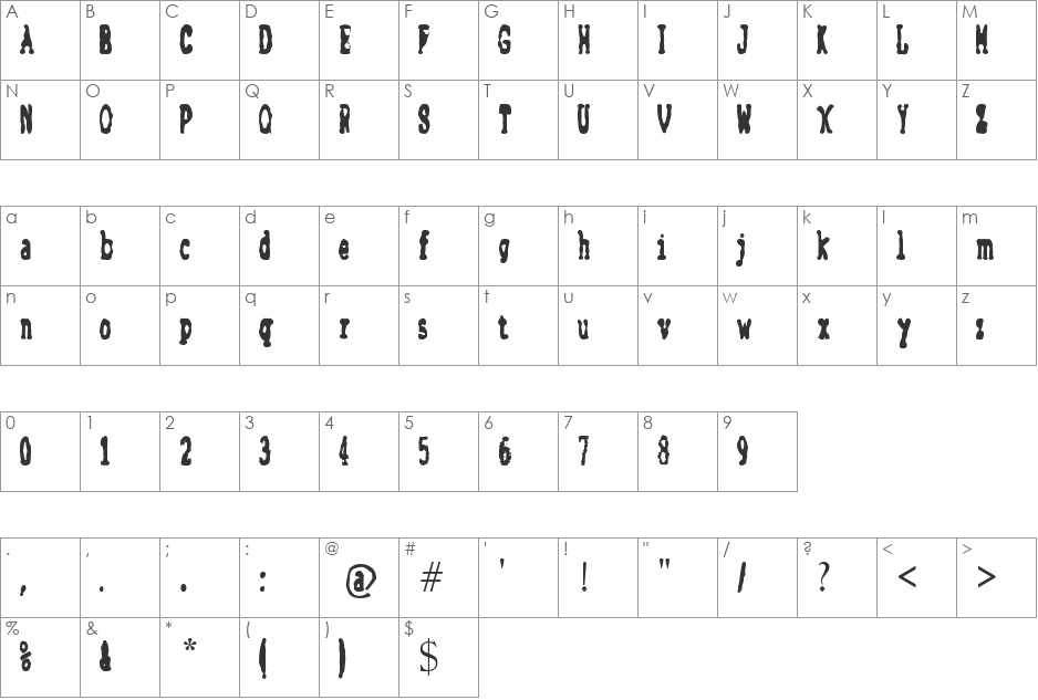 Faktur font character map preview
