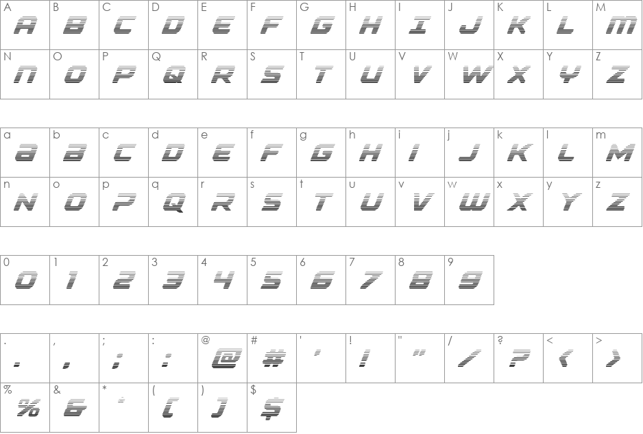 Falcon Punch Gradient font character map preview