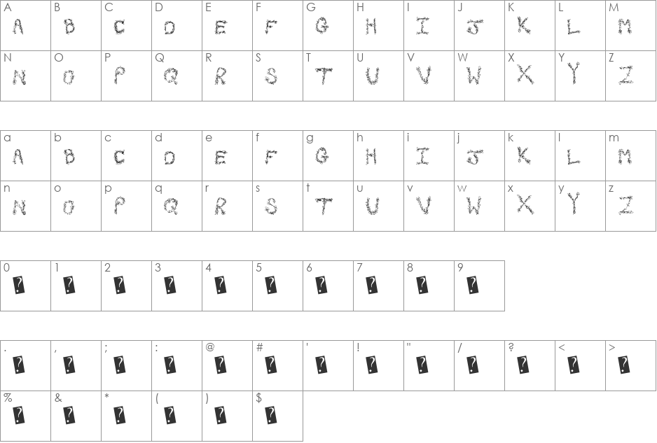 FallGreetings font character map preview