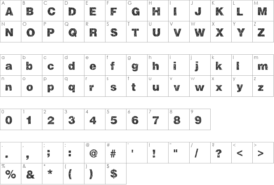 FallHarvest font character map preview